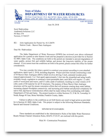 Joint Application for Permit No. S13-20079 for Station Creek Beaver Dam Analogs - IDWR image